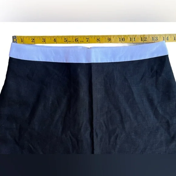 NEW REFORMATION Mini Skirt High Waist 100% Linen Black w White Trim Sz 4 Luxury - Picture 8 of 11